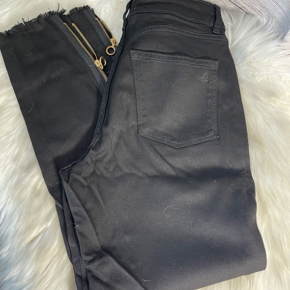 DL1961 Instaslim Farrow‎ Medway Black Skinny Raw Hem Ankle Jeans Sz 29